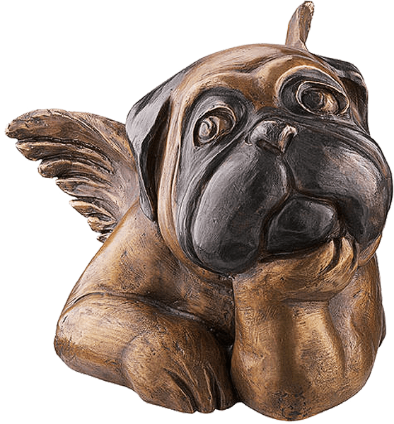 Skulptur: Sixtinischer Mops mit aufgestütztem Kinn (Bronze)