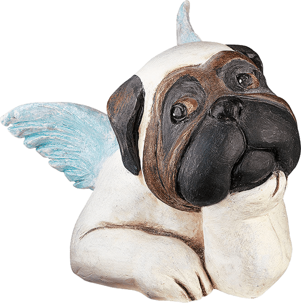 Skulptur: Sixtinischer Mops mit aufgestütztem Kinn (Polymer)
