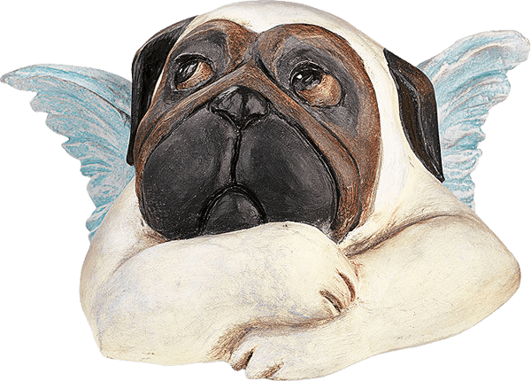 Skulptur: Sixtinischer Mops mit verschränkten Armen (Polymer)